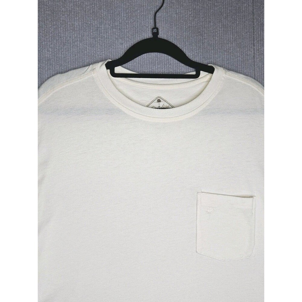 Paradise Collection T-Shirt Mens Large Cream 100% Cotton Thick Pocket Tee